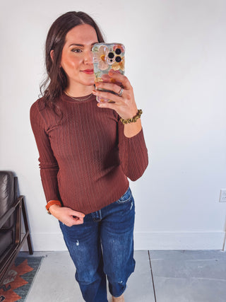 Lilah Knit Top-Burl Wood