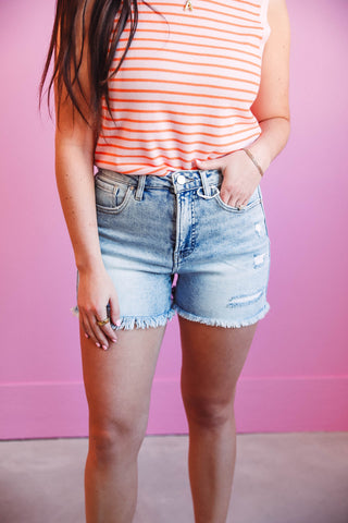 Maya High Rise Denim Shorts