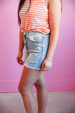 Maya High Rise Denim Shorts