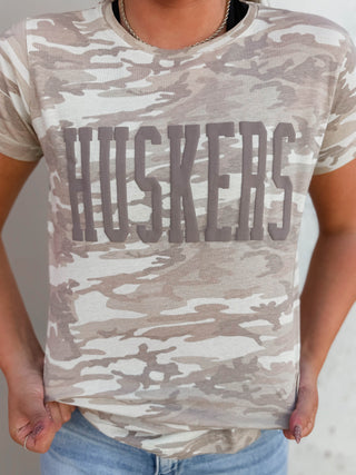 Huskers Monochromatic Camo Tee