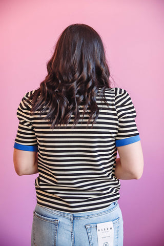 Brandi Striped Top-Black