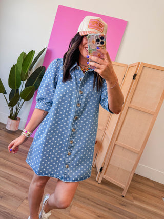 Denim Dot Mini Dress