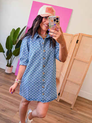 Denim Dot Mini Dress