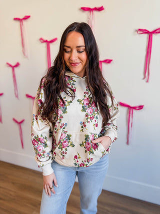 Elevated Essential Hoodie-Ivory Floral