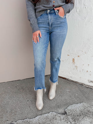 Val High Rise Crop Straight Leg Denim