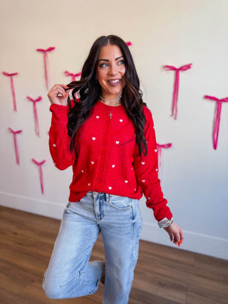 Be Mine Cardigan-Red