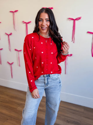 Be Mine Cardigan-Red