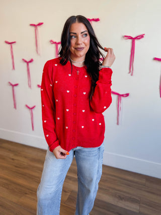 Be Mine Cardigan-Red