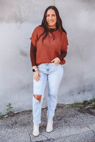 Keely Sweater Top-Rust