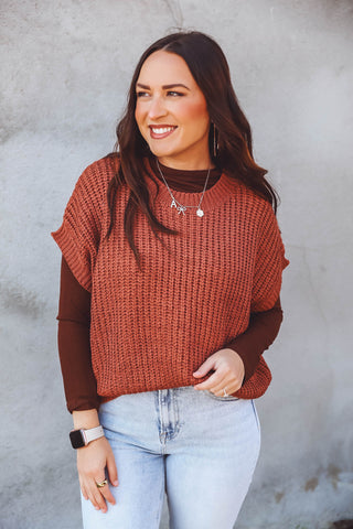 Keely Sweater Top-Rust