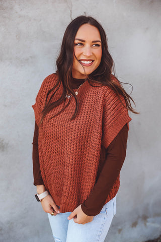 Keely Sweater Top-Rust