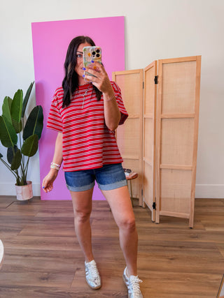 Axel Striped Tee-Red