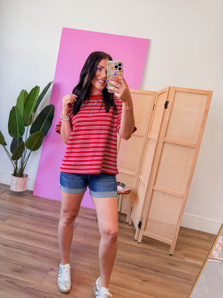 Axel Striped Tee-Red