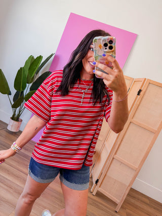 Axel Striped Tee-Red