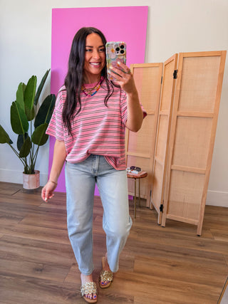 Axel Striped Tee-Pink