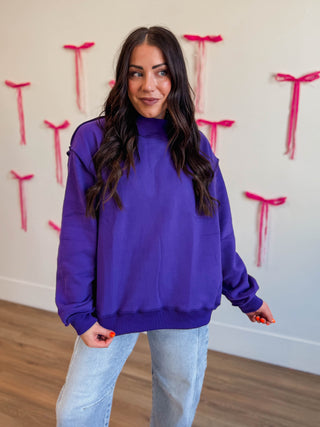 Winnie Mock Neck Sweatshirt-Purple