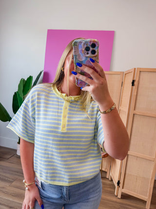 Signature Stripe Knit Top-Blue Lemonade