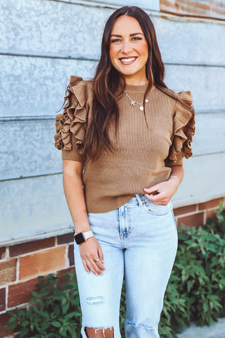 Kylee Knit Top-Taupe