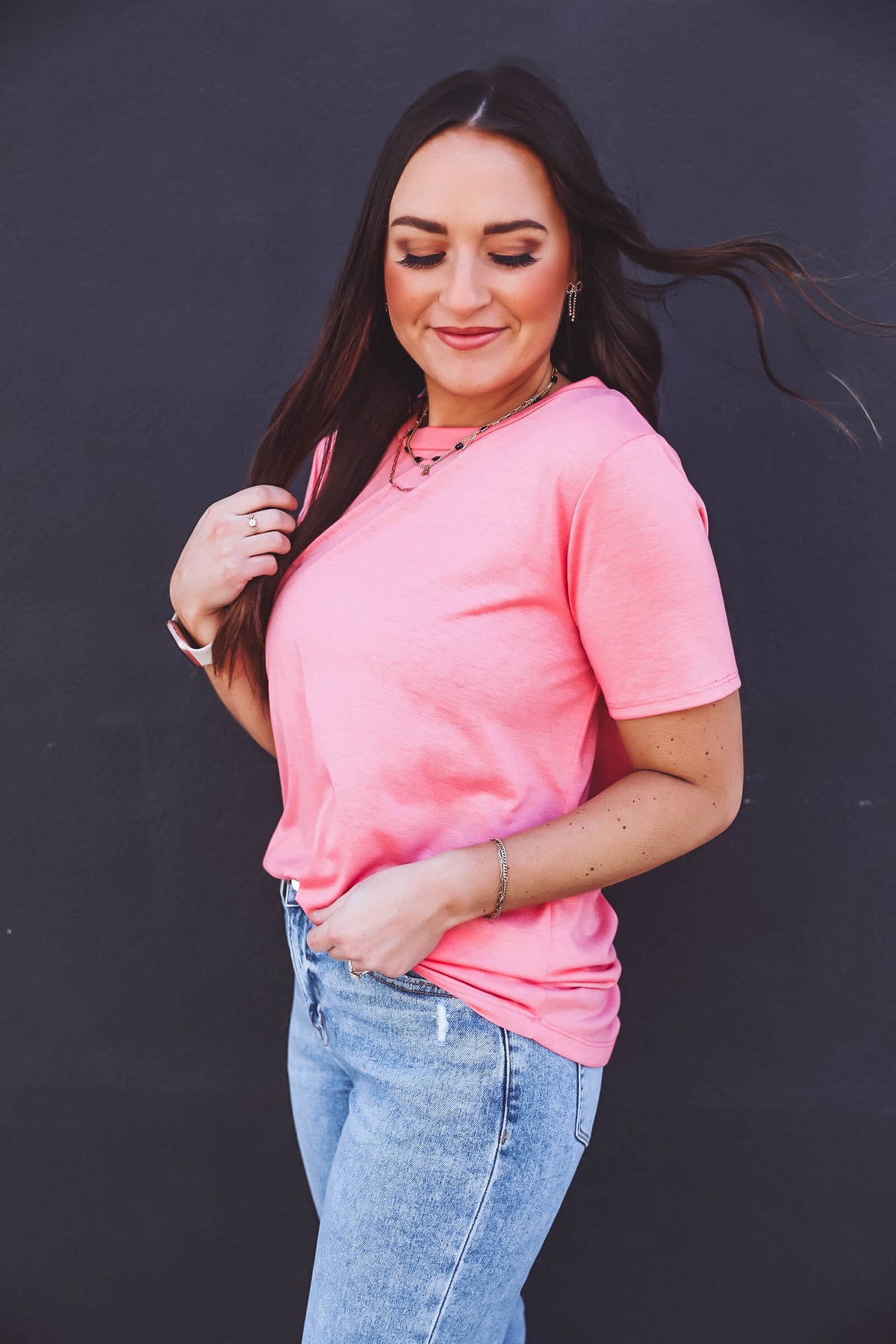 Everyday Basic Tee-Coral
