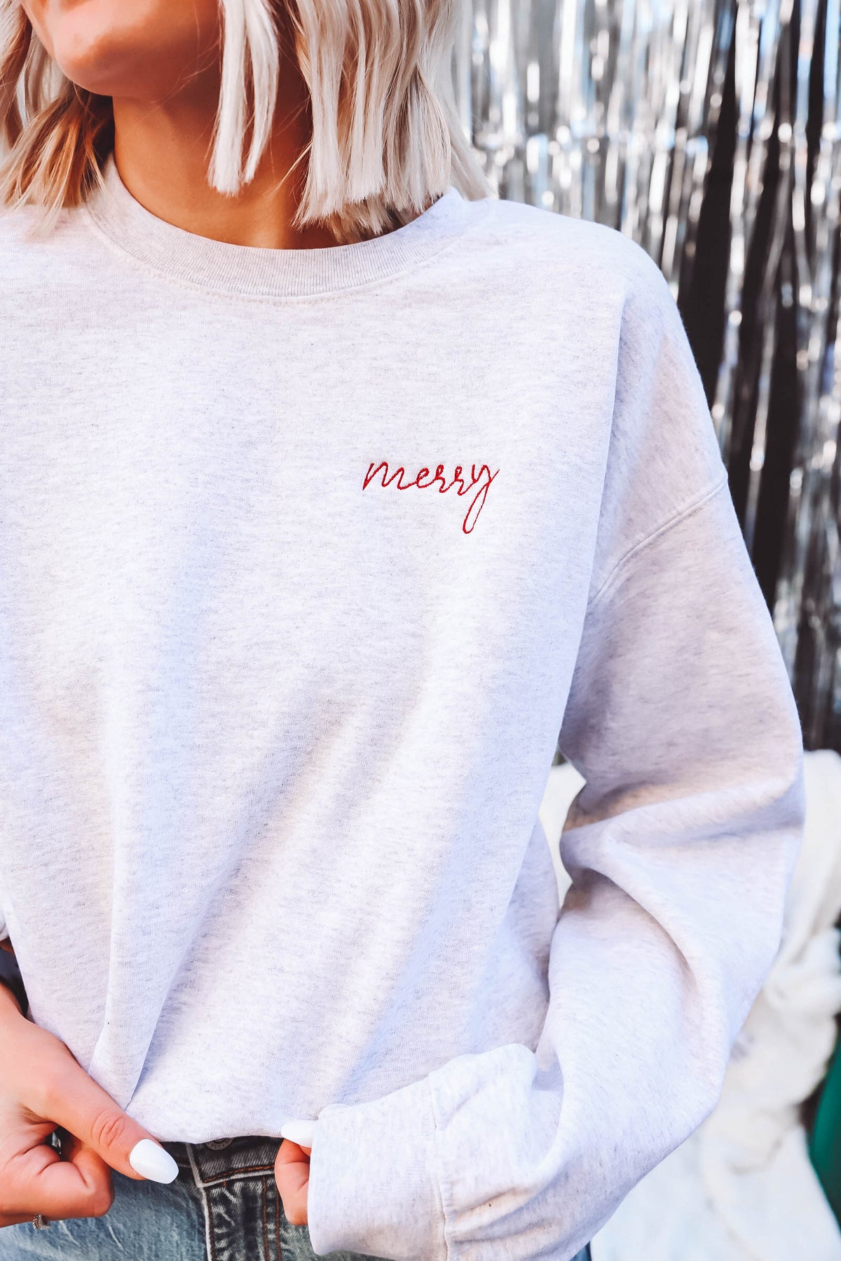 Merry Embroidered Crewneck