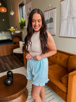 Lainey Striped Shorts-Blue