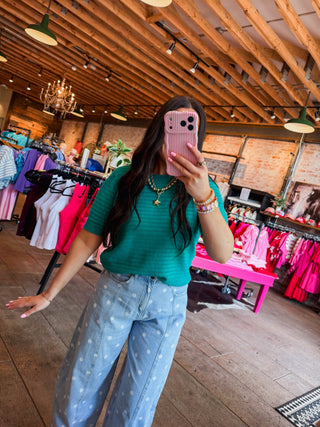 Mallory Knit Top-Dark Jade