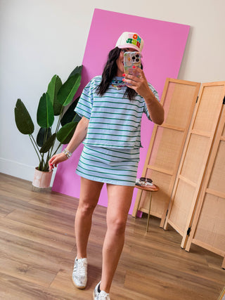 Just For Fun Tee-Baby Blue/Hunter Green