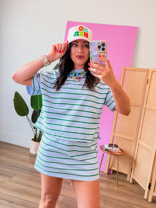 Just For Fun Tee-Baby Blue/Hunter Green