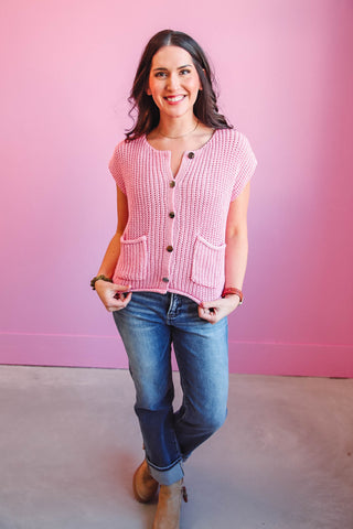 Erica Knit Sweater Vest-Pink