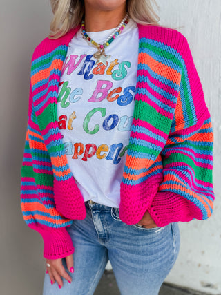 Kat Striped Cardigan-Neon Multi