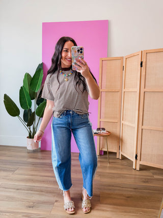 Briar High Rise Two Tone Barrel Denim