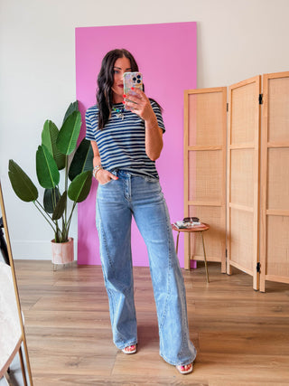 Izzie High Rise Wide Leg Denim