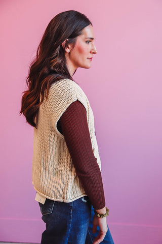 Erica Knit Sweater Vest-Cream