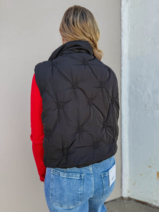 Erica Quilted Puffer Vest-Black