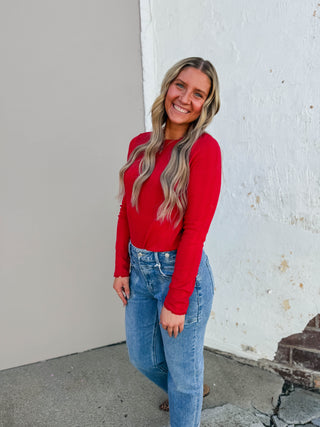 Karson Knit Top-Red