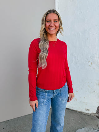 Karson Knit Top-Red