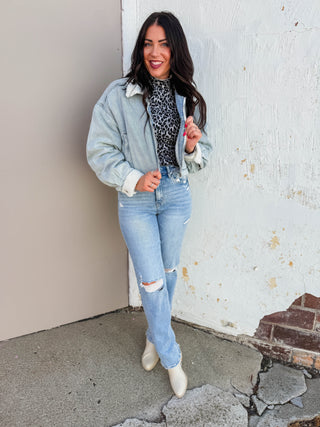 Sofia Leopard Top-Grey