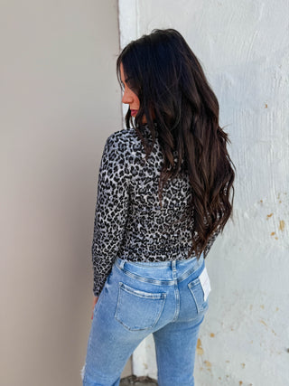 Sofia Leopard Top-Grey