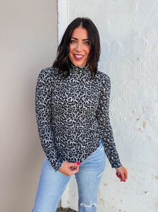 Sofia Leopard Top-Grey