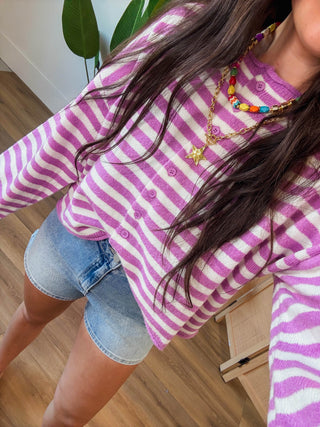 Violet Striped Cardigan