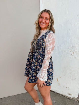 Celeste Floral Denim Romper