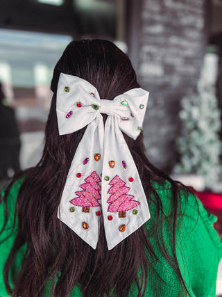 Christmas Tree Bow-White