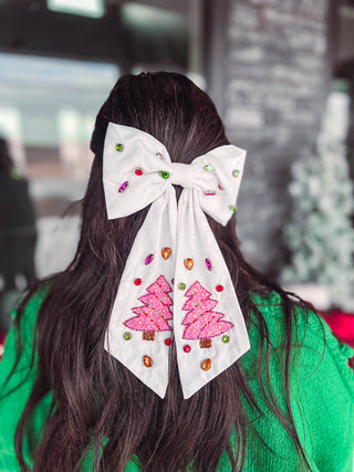 Christmas Tree Bow-White