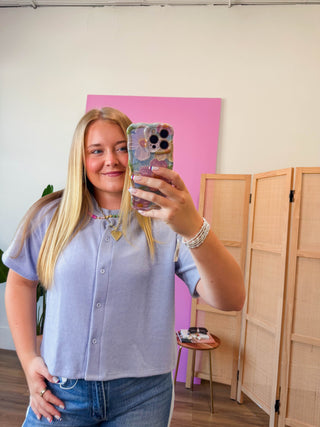 All Day Knit Top-Light Blue