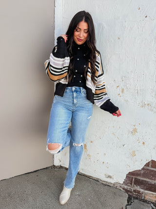 Kaci Floral Embroidered Top-Black