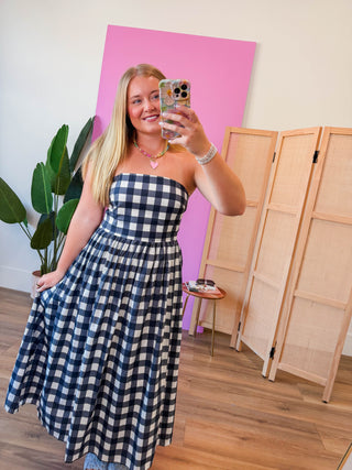 Fresh Start Midi Dress-Navy
