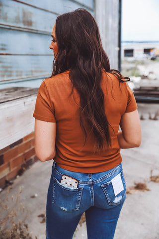 Jordie Waffle Knit Top-Caramel