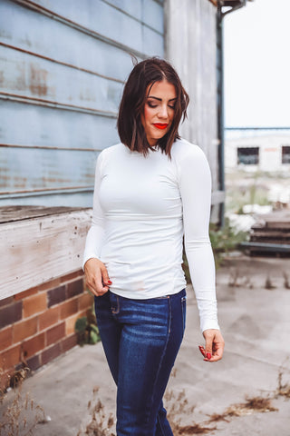 Laci Basic Long Sleeve Top-Off White