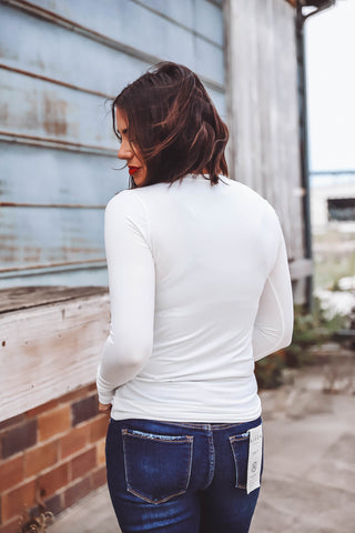 Laci Basic Long Sleeve Top-Off White