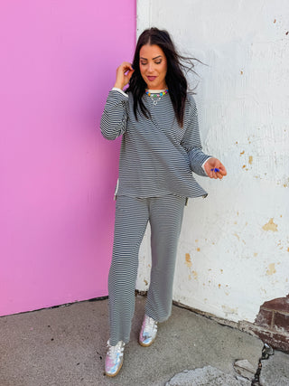 Laidback Stripe Set-Navy/Cream